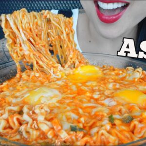 ASMR SPICY CHEESY NOODLES (SOFT CHEWY SOUNDS) NO CRUNCH NO TALKING | SAS-ASMR