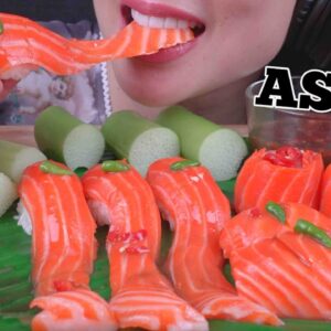 ASMR EATING SUSHI THAI STYLE WITH CHILI (EATING SOUND) | NO TALKING | SAS-ASMR