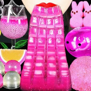 ASMR PINK DESSERTS *KEYBOARD JELLY, PEEPS, CANDY, FROG EGGS EATING SOUNDS, DRINKING SOUNDS 신기한 물먹방