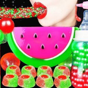 ASMR WATER MELON DESSERTS *NERDS HONEY JELLY, HOMEMADE JELLY JUICY DROP, BOBA EATING DRINKING SOUNDS