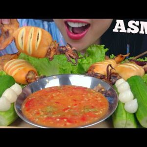 ASMR BBQ SQUID *POPULAR THAI STREET FOOD (EATING SOUNDS) NO TALKING | SAS-ASMR
