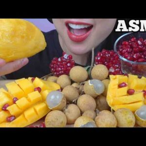 ASMR FRESH TROPICAL FRUITS *MANGO + LONGON + POMEGRANTE (EATING SOUNDS) NO TALKING | SAS-ASMR
