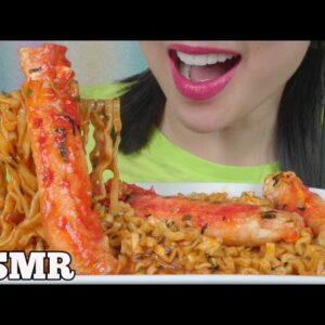 ASMR SPICY NOODLES WITH KING CRABS (EATING SOUNDS) LIGHT WHISPERS | SAS-ASMR