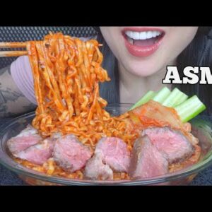 ASMR SPICY NOODLES + PERFECT GRILL STEAK (EATING SOUNDS) NO TALKING *FAILED ENDING | SAS-ASMR
