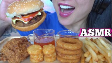 ASMR ULTIMATE FAST FOOD *FRIED CHICKEN + BURGER + ONION RINGS (EATING SOUNDS) NO TALKING | SAS-ASMR